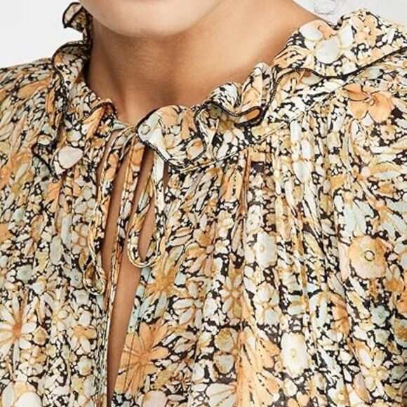 Free People-Feeling Groovie Long Sleeve Floral Maxi Dress Black Cambo Size M NWT - Picture 4 of 8